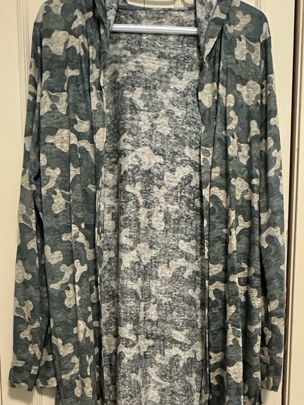 Women's Green Camo Open-Front Hooded Cardigan